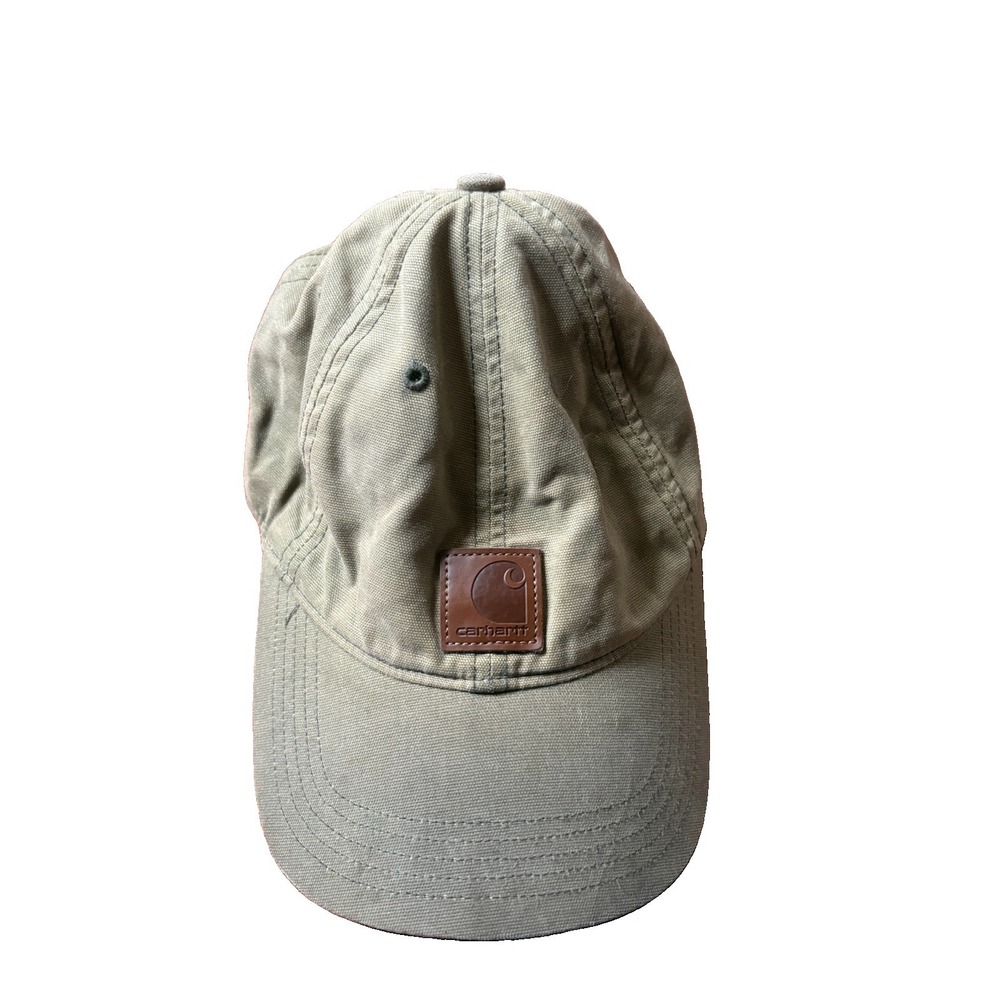 Carhartt Leather Patch Ball Cap Adjustable Cotton Sage Green Hat AH0289 Mens